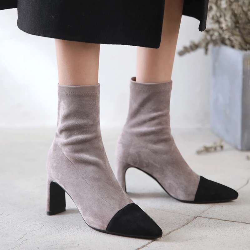 ISNOM High Heels Ankle Boots Women Fur Flock Sock Boot Pointed Toe Shoes Female Fashion Shoes Ladies Party Shoes Winter 2020
ISNOM High Heels Ankle Boots Women Fur Flock Sock Boot Pointed Toe Shoes Female Fashion Shoes Ladies Party Shoes Winter 2020