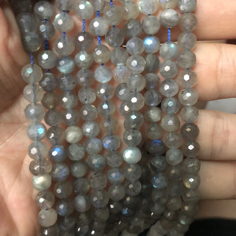 

1string 15.5" High Quality Labradorite Faceted Round Beads, 3mm 4mm 5mm 6mm 7mm 8mm Faceted Semi Gem stone jewelry beads