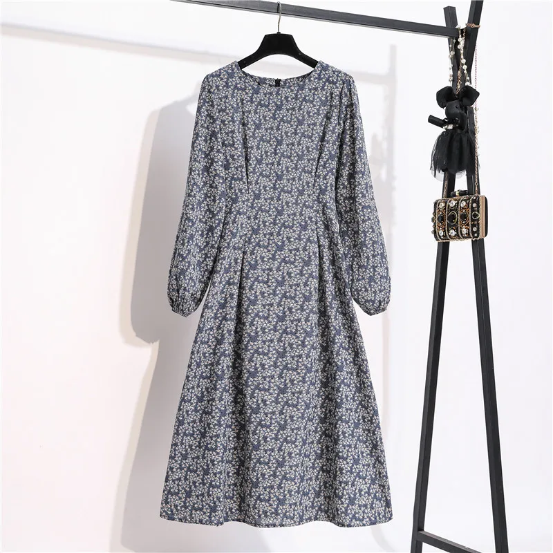 Autumn and Winter Dress Ladies Korean Retro Floral Chiffon Dress Long Sleeve Round Neck Dress Women's Clothing A-line Full
Autumn and Winter Dress Ladies Korean Retro Floral Chiffon Dress Long Sleeve Round Neck Dress Women's Clothing A-line Full