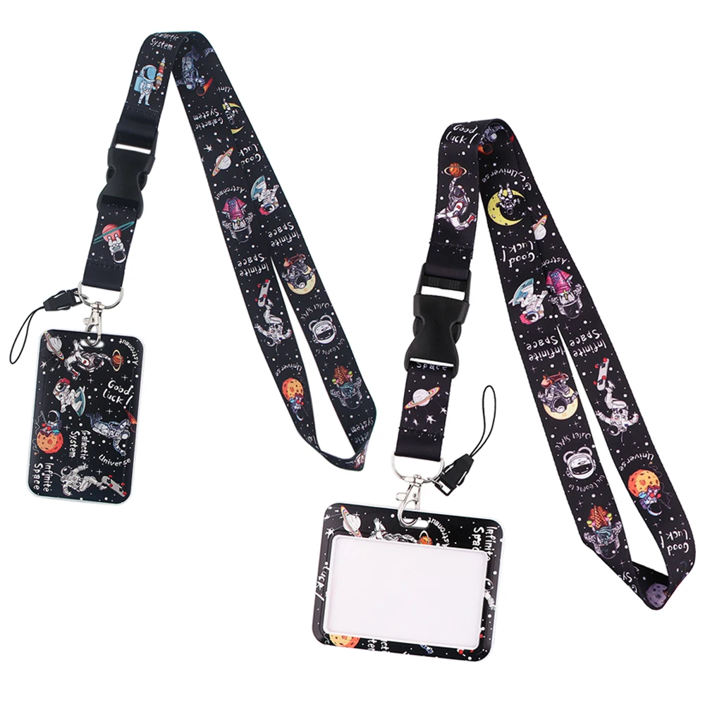 

ER811 Astronaut Space Exploration Personality ID Card Holder Bus Card Holder Staff Card Lanyard For Phone DIY Hang Rope