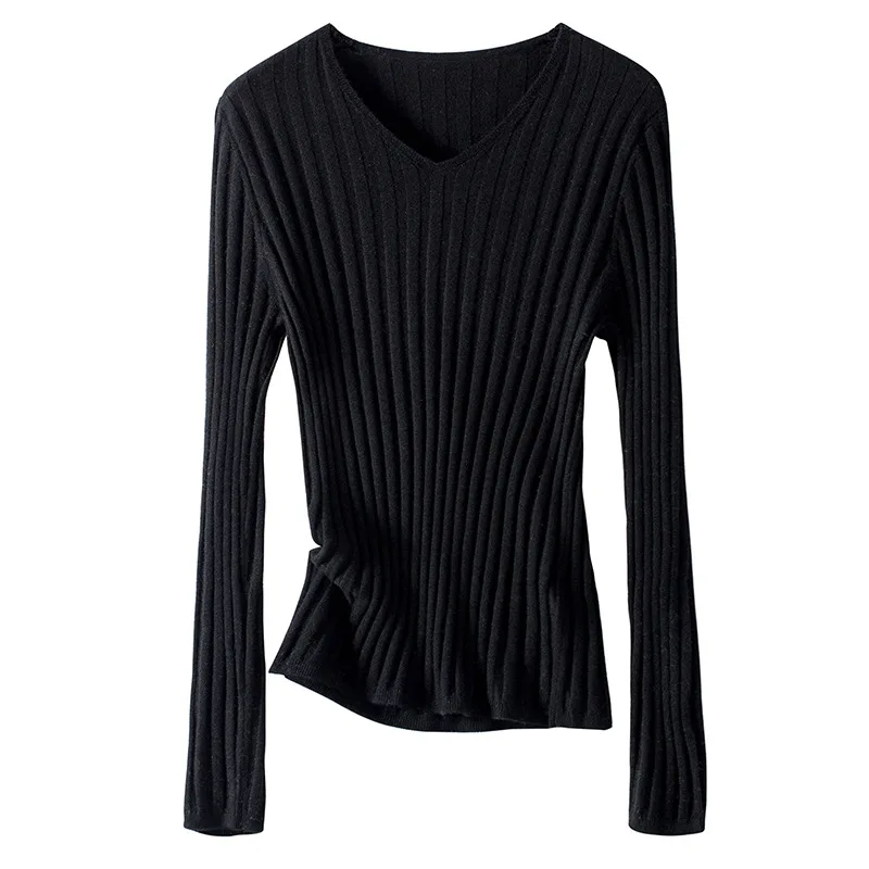 Solid Slim Rib knits Sweaters 2020 Fall Winter Knit Top woman Wool sweaters 100%Wool V neck Pullovers Long Sleeve 
Solid Slim Rib knits Sweaters 2020 Fall Winter Knit Top woman Wool sweaters 100%Wool V neck Pullovers Long Sleeve