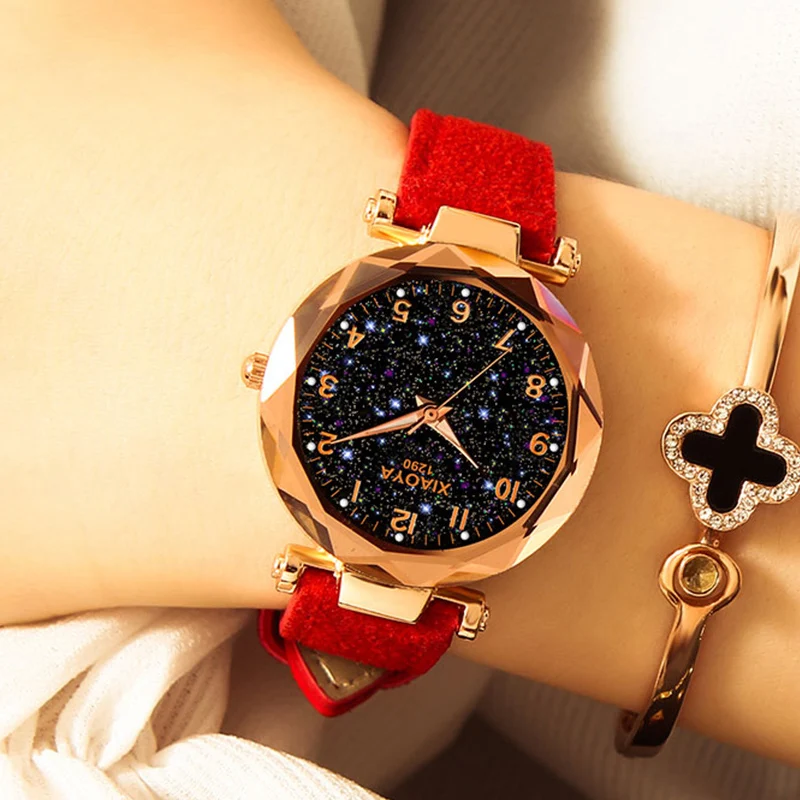 Fashion Women Watches 2020 Best Sell Star Sky Dial Clock Luxury Rose Gold Women's Bracelet Quartz Wrist New Dropshipping | Наручные