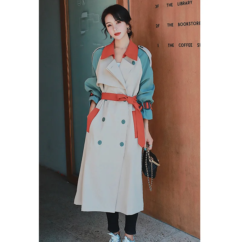 Plus Size Long Female Trench Coats Contrast Color Patchwork Turn-Down Collar Women Windbreaker Korean Autumn 2021 New Outerwear
Plus Size Long Female Trench Coats Contrast Color Patchwork Turn-Down Collar Women Windbreaker Korean Autumn 2021 New Outerwear