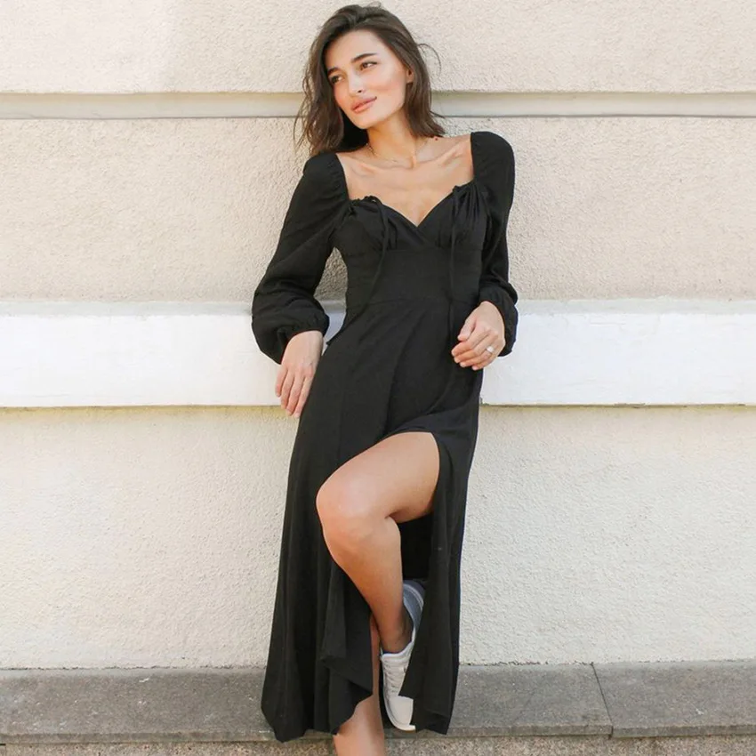 2022 early spring new sexy little black dress v-neck halter dress temperament waist high waist long skirt slit A-line skirt
2022 early spring new sexy little black dress v-neck halter dress temperament waist high waist long skirt slit A-line skirt