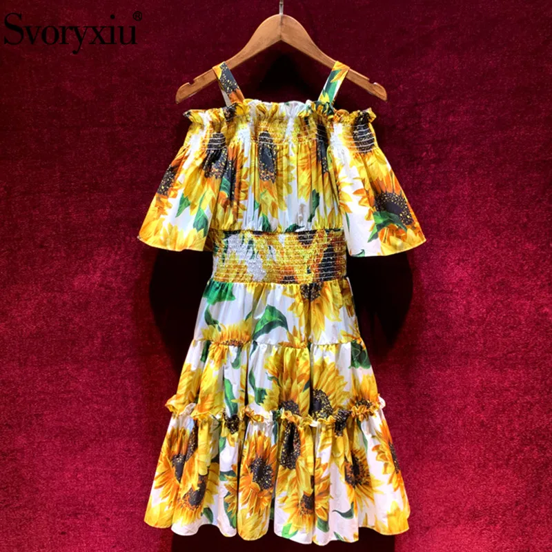 Svoryxiu Runway Summer Sunflower Printed Cotton Dress Women's Sexy Off Shoulder Beach Holiday Ruffles Spaghetti Strap Dresses
Svoryxiu Runway Summer Sunflower Printed Cotton Dress Women's Sexy Off Shoulder Beach Holiday Ruffles Spaghetti Strap Dresses