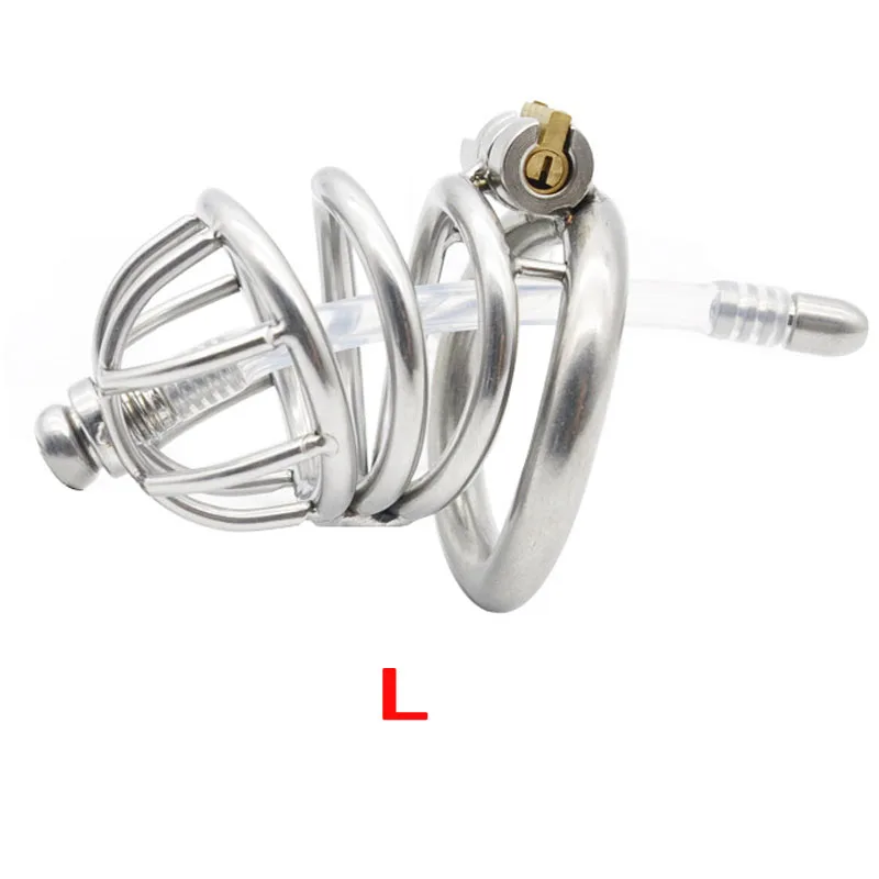 

Arc Cock Ring Penis Cage Stainless Steel Male Chastity Device With Urethral Catheter Plug Cbt BDSM Chastity Lock Erotic Sex Toys