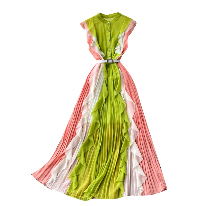 Chiffon Vestidos Women's Summer Dress Fashion 2021 New Color Matching Ruffled Slim Pleated Holiday Midi Dress GL202
Chiffon Vestidos Women's Summer Dress Fashion 2021 New Color Matching Ruffled Slim Pleated Holiday Midi Dress GL202