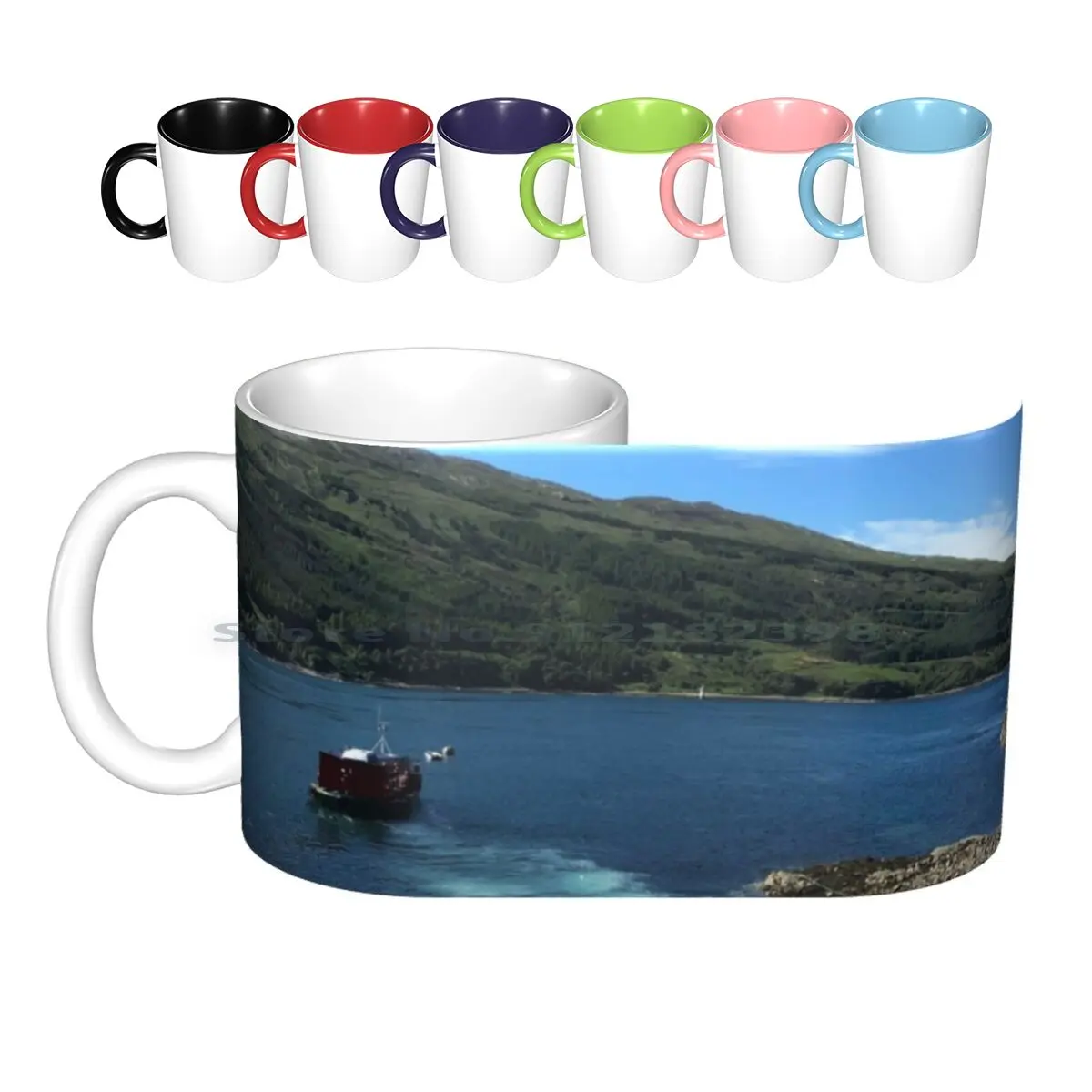 

Керамические кружки-паром, чашки для кофе, кружка для молока и чая, морской берег Скай, голубое небо, облака, вода, океан, лох