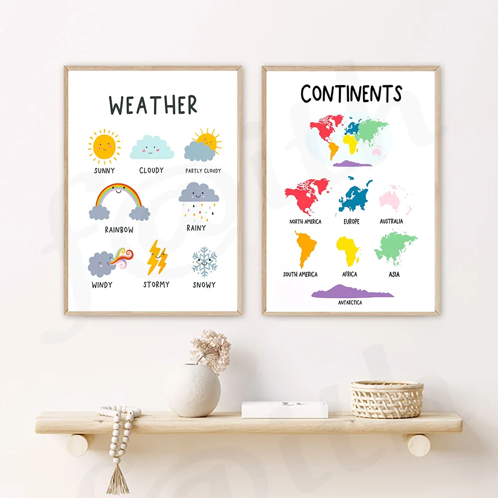 Continents and Whether Education Leaning Chart Canvas Print Children's Painting Posters Nordic Wall Pictures Kids Room Decor
Continents and Whether Education Leaning Chart Canvas Print Children's Painting Posters Nordic Wall Pictures Kids Room Decor