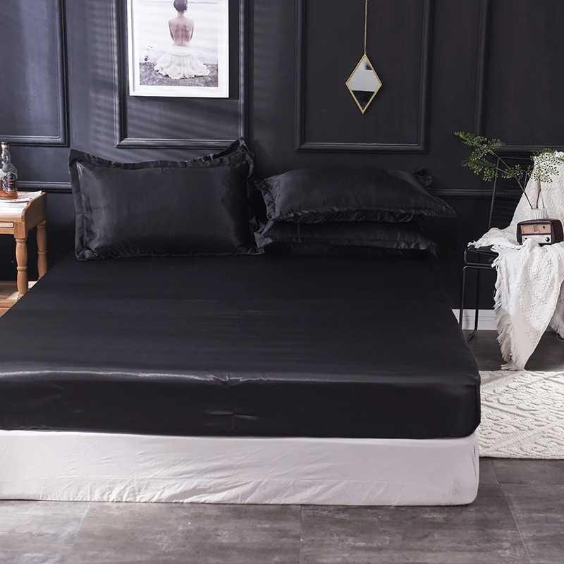 Luxury 100% Satin Silk Bed Sheet Solid Color Mattress Cover Around Elastic Rubber Band Fitted Sheet 180X200cm
Luxury 100% Satin Silk Bed Sheet Solid Color Mattress Cover Around Elastic Rubber Band Fitted Sheet 180X200cm