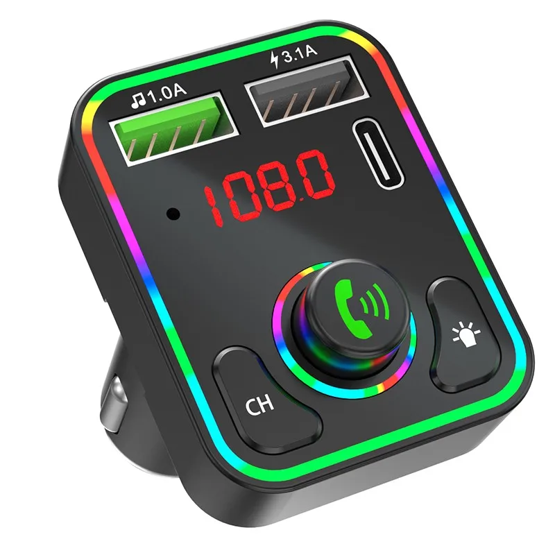 Car Bluetooth 5.0 FM Transmitter 7-color Atmosphere Light Car Kit MP3 Modulator Wireless Handsfree Audio Receiver
Car Bluetooth 5.0 FM Transmitter 7-color Atmosphere Light Car Kit MP3 Modulator Wireless Handsfree Audio Receiver