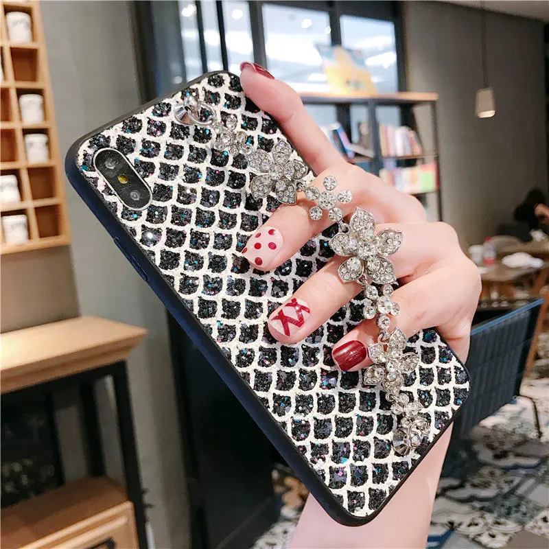 Сияющий Чехол для Vivo Y81 Y81i Y93 Y95 Y91 Y71 Y71i Y79 Y75s Y73 драгоценными камнями узор блеск