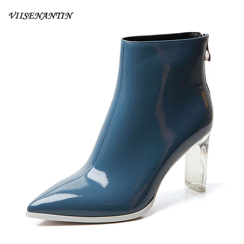VIISENANTIN Bright Leather Transparent Crystal Heel Boots Lady Back Zipper Pointed Toe Single Boots Fashion Martin Boots Women
VIISENANTIN Bright Leather Transparent Crystal Heel Boots Lady Back Zipper Pointed Toe Single Boots Fashion Martin Boots Women