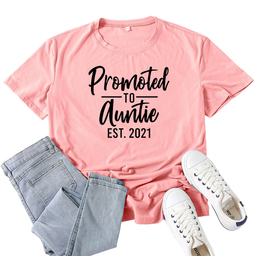 Promoted To Auntie Print T Shirt Women Short Sleeve O Neck Loose Tshirt Summer Women Causal Tee Shirt Tops Camisetas Mujer 
Promoted To Auntie Print T Shirt Women Short Sleeve O Neck Loose Tshirt Summer Women Causal Tee Shirt Tops Camisetas Mujer