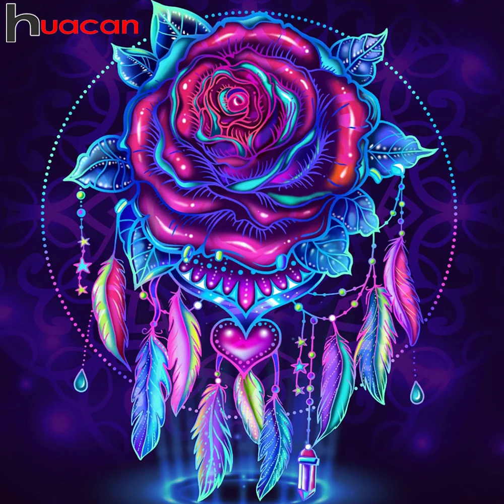 Алмазная 5d картина Huacan сделай сам полноразмерная/Круглая Мозаика в виде цветка