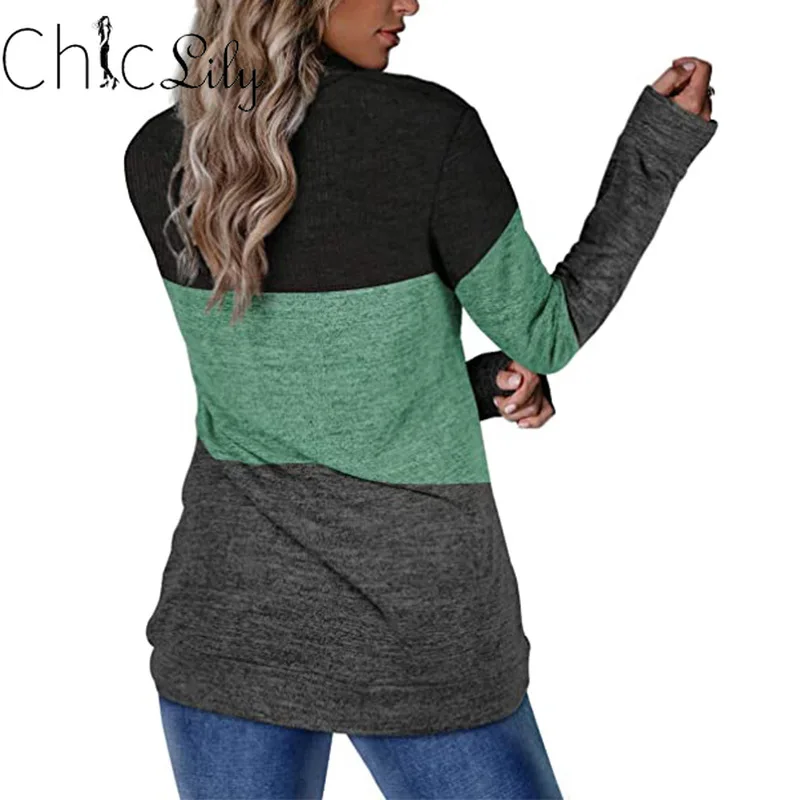Chiclily Contrast Color Long Sleeve T-shirt Round Neck Loose Casual Pullover Streetwear Women Top
Chiclily Contrast Color Long Sleeve T-shirt Round Neck Loose Casual Pullover Streetwear Women Top