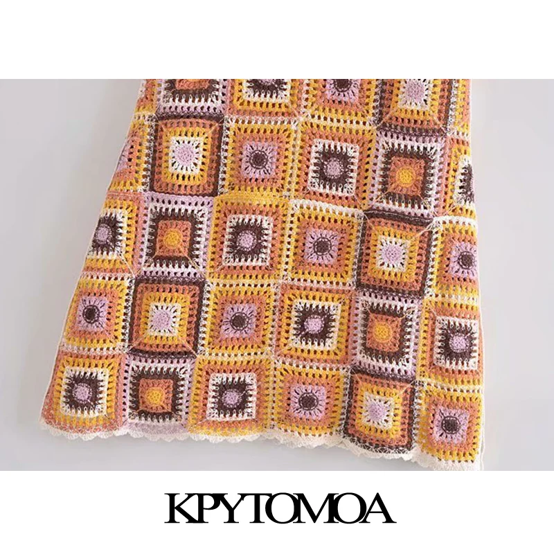 KPYTOMOA Women 2021 Chic Fashion Geometric Crochet Knitted Mini Dress Vintage Backless Thin Straps Female Dresses Mujer
KPYTOMOA Women 2021 Chic Fashion Geometric Crochet Knitted Mini Dress Vintage Backless Thin Straps Female Dresses Mujer