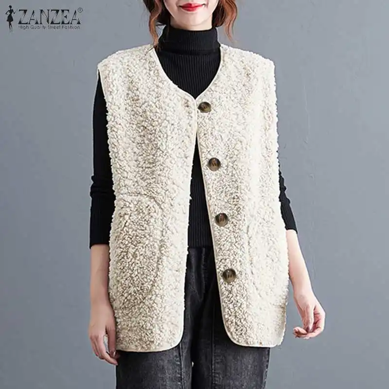ZANZEA Women Autumn Vest Street Poncho Casual Buttons Pockets Jackets Outwear Femme Vintage Autumn Sleeveless Plush Fluffy Coats
ZANZEA Women Autumn Vest Street Poncho Casual Buttons Pockets Jackets Outwear Femme Vintage Autumn Sleeveless Plush Fluffy Coats