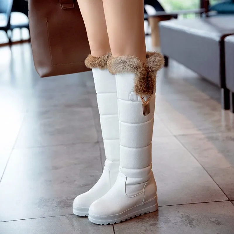Фото Женские зимние сапоги до колена с круглым носком на меху|Зимние - купить