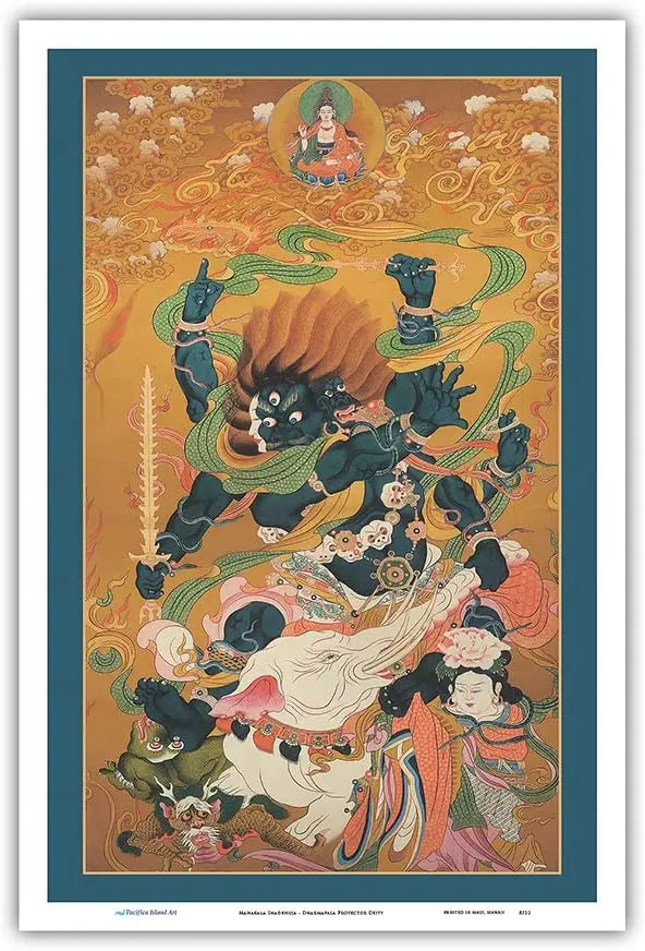 Mahakala бухая-Dharmapala бог-защитник-винтажная Тибетский тангка буддийская