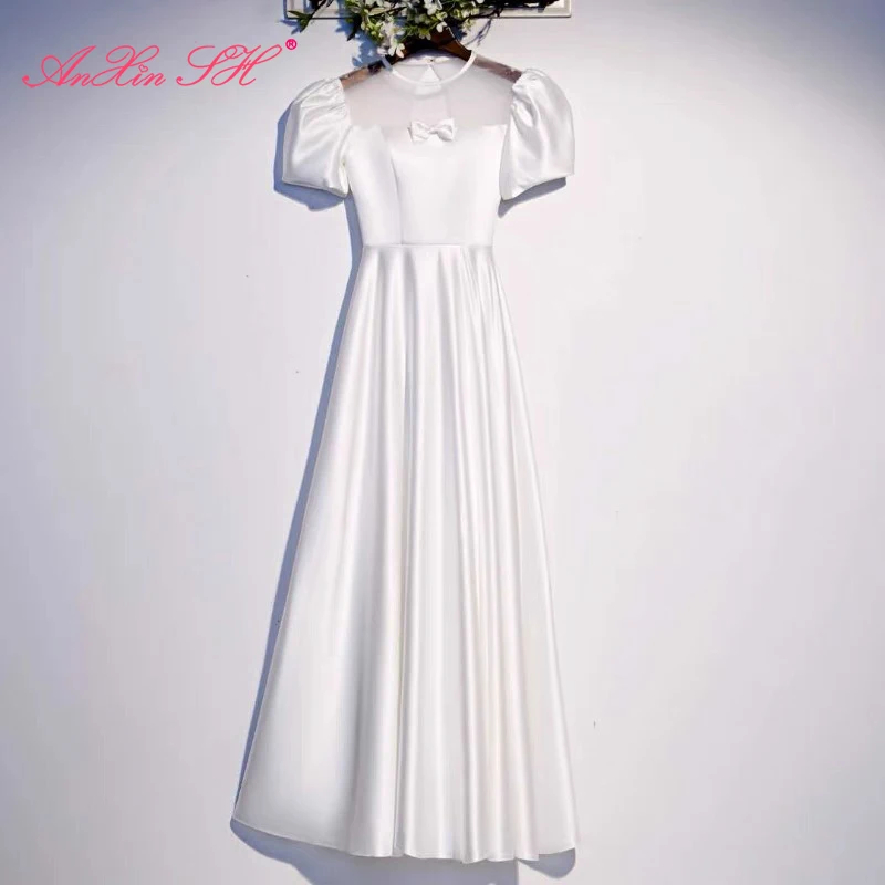 AnXin SH princess white satin evening dress vintage party o neck short sleeve bride little bow evening dress little white dress
AnXin SH princess white satin evening dress vintage party o neck short sleeve bride little bow evening dress little white dress