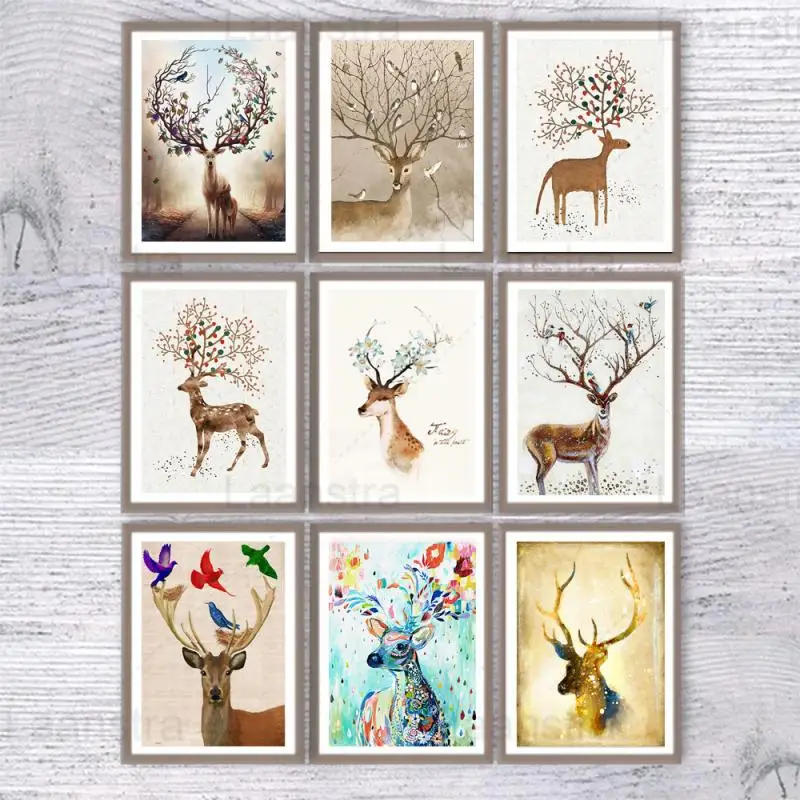 Animal Poster Deer Canvas Painting Modern Wall Art Picture Rabbit Deer Elk with Color Flower Leaf Hat Home Decor for Living Room
Animal Poster Deer Canvas Painting Modern Wall Art Picture Rabbit Deer Elk with Color Flower Leaf Hat Home Decor for Living Room