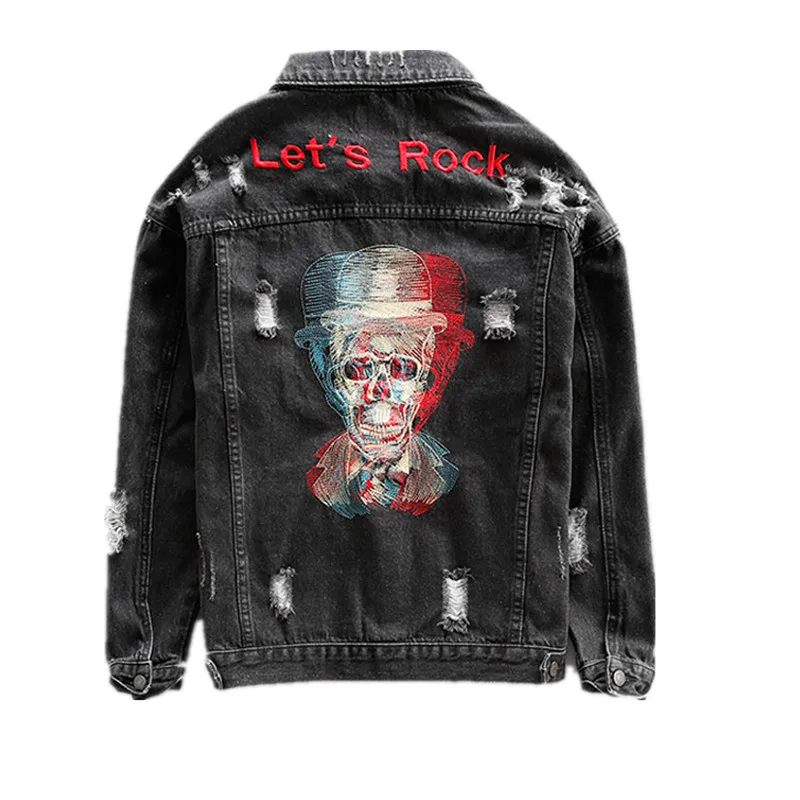2021Autumn Newly Fashion Denim Jacket Men Retro Black Skulls Embroidery Designer Ripped Cotton Coats Streetwear Hip Hop Chaqueta
2021Autumn Newly Fashion Denim Jacket Men Retro Black Skulls Embroidery Designer Ripped Cotton Coats Streetwear Hip Hop Chaqueta