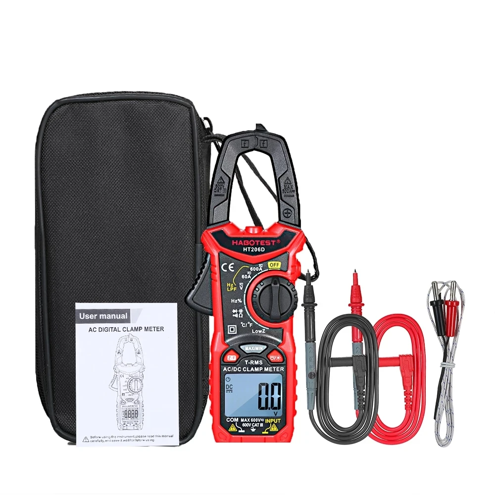 HT206D AC/DC Digital Clamp Meter for Measuring AC/DC Voltage AC/DC Current NCV Clamp Multimeter
HT206D AC/DC Digital Clamp Meter for Measuring AC/DC Voltage AC/DC Current NCV Clamp Multimeter