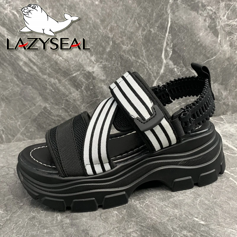 Женские сандалии на платформе LazySeal, в полоску, эластичная лента, толстая подошва, пляжные шлепанцы, массивная подошва, лето 2022
Женские сандалии на платформе LazySeal, в полоску, эластичная лента, толстая подошва, пляжные шлепанцы, массивная подошва, лето 2022