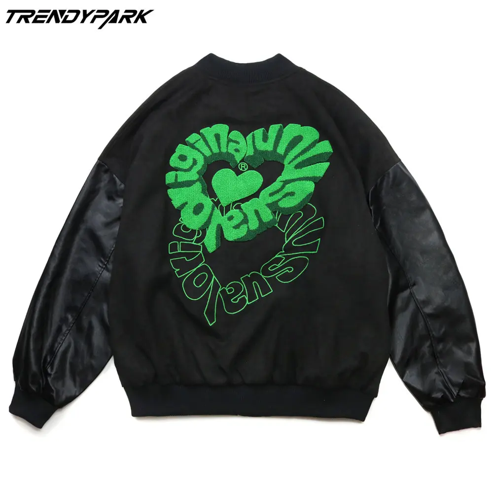 Jacket Men Pu Leather Sleeve Baseball Uniform Embroidery Fleece Fabric Harajuku Hip Hop Streetwear Casual Oversized Varsity Coat
Jacket Men Pu Leather Sleeve Baseball Uniform Embroidery Fleece Fabric Harajuku Hip Hop Streetwear Casual Oversized Varsity Coat