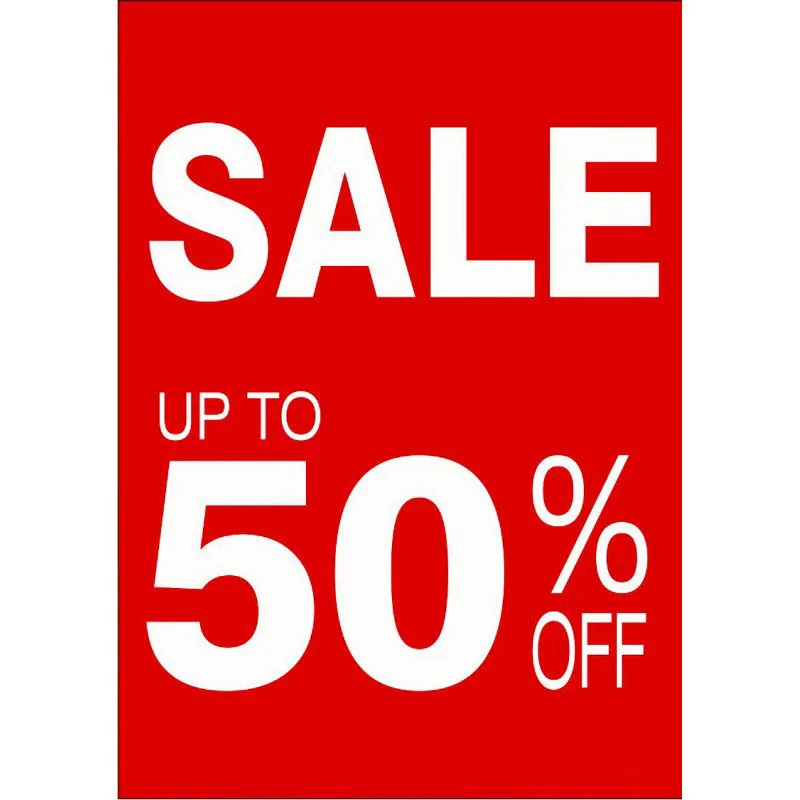 SALE UP TO 50% OFF Sign A5 Promotion Advertising Price Tag Paper Supermarket Store Ceiling Shelf Desk Counter Table Banner
SALE UP TO 50% OFF Sign A5 Promotion Advertising Price Tag Paper Supermarket Store Ceiling Shelf Desk Counter Table Banner