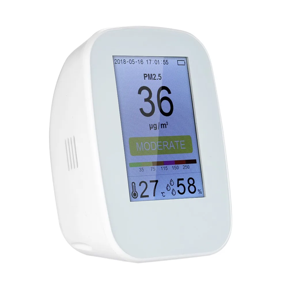 Portable Air Quality Detector Digital PM2.5 Gas Monitor Tester Instrument Meter Air Analyzers with Rechargeable Battery
Portable Air Quality Detector Digital PM2.5 Gas Monitor Tester Instrument Meter Air Analyzers with Rechargeable Battery