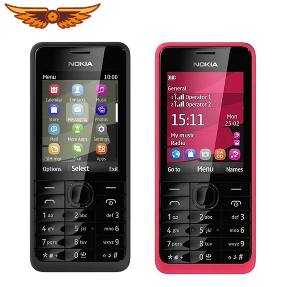 Оригинальный разблокированный телефон Nokia 301 WCDMA 2 4 "с двумя SIM-картами МП QWERTY