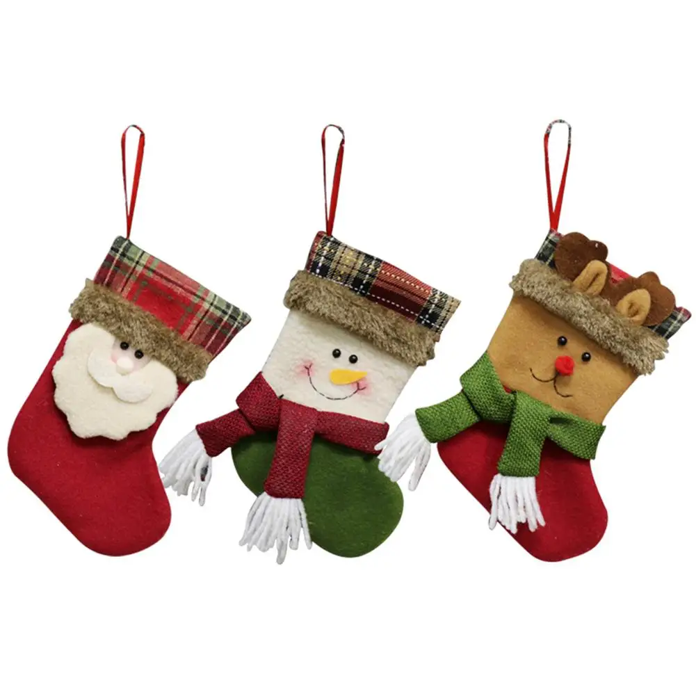 

Рождественская ткань подвеска рождественские носки Подарочный пакет рождественские украшения Поставки Санта-Клаус Рождественская елка п...