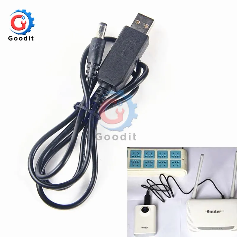 USB удлинитель питания 5 В 9 в пост. Тока Повышающий Модуль адаптер кабель 2 1x5 мм