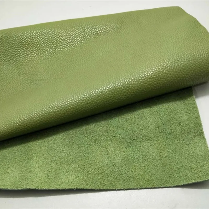 

1.7mm Light Green Cowhide Leather Fabric First Layer Whole Cut Lychee Pattern Sofa Upholstery Handmade Genuine Leather Material