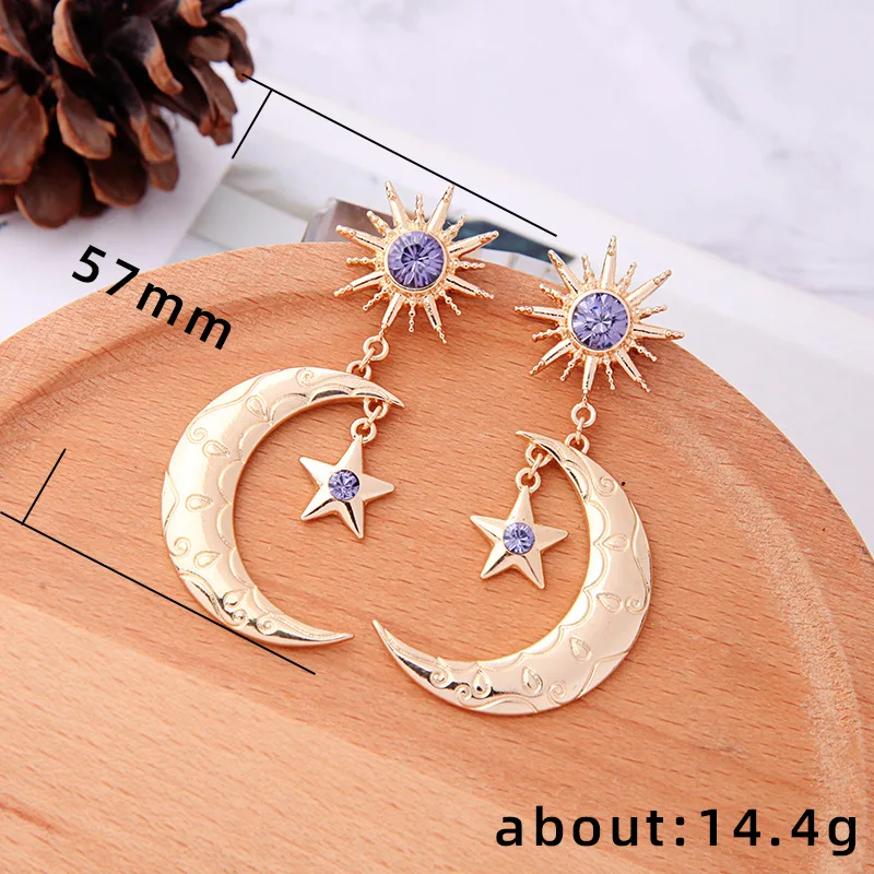 Sun Star Moon Drop Earrings for Women Purple Cubic Zircon Dance Party Female Delicate Earring Statement Jewelry
Sun Star Moon Drop Earrings for Women Purple Cubic Zircon Dance Party Female Delicate Earring Statement Jewelry