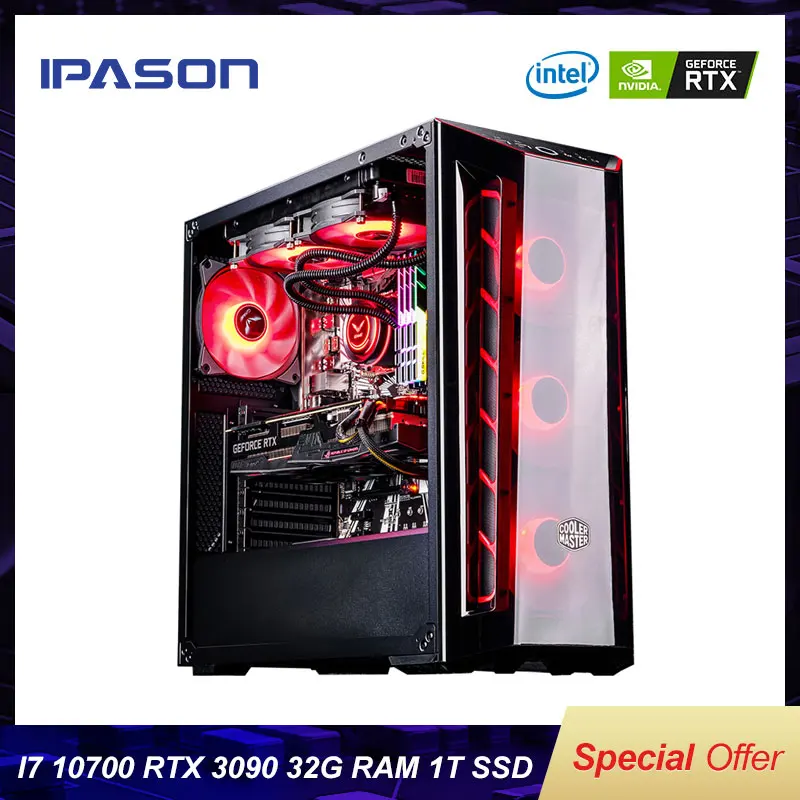 Игровой настольный компьютер IPASON I7 10700K/RTX3090 PUBG хост 32 ГБ ОЗУ/1 ТБ SSD NVMe