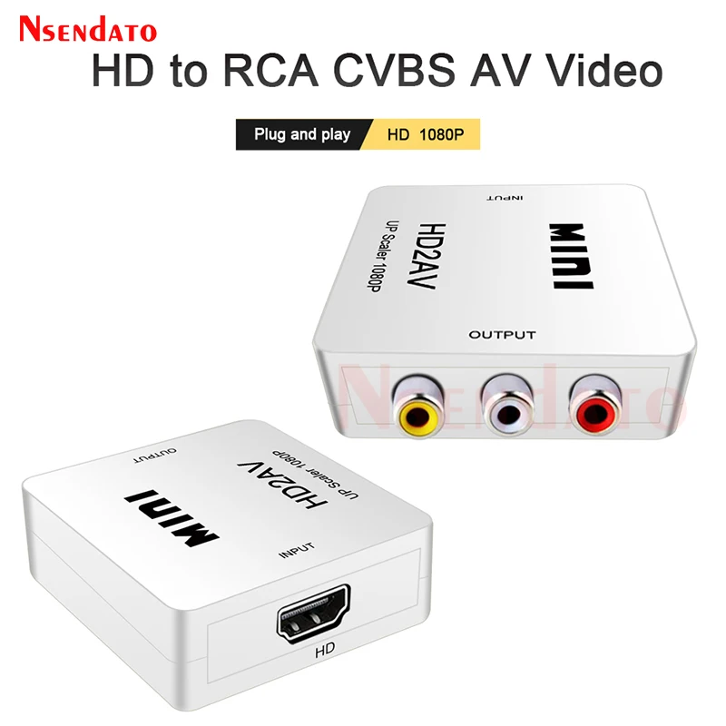 Преобразователь 1080P HDMI-совместимый с RCA AV/CVSB L/R HDMI2AV преобразователь видеобокс для