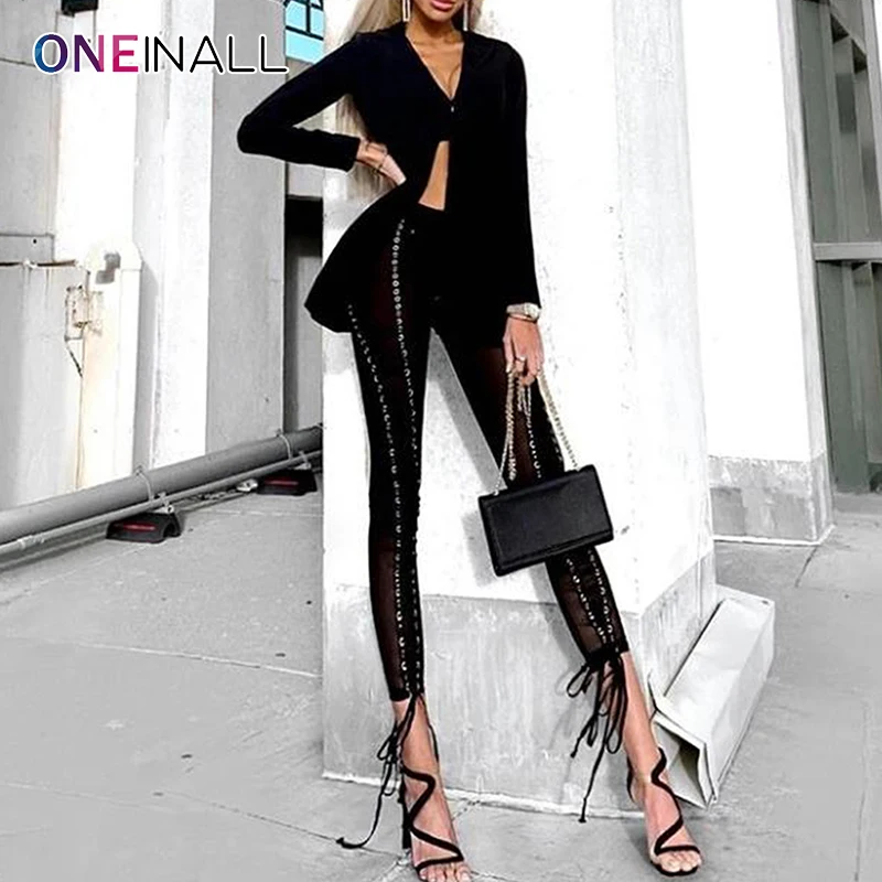 ONEINALL Casual Two Piece Sets For Women Notched Loose Long Sleeve Single Button Blazers Plain Pants Female 2021 Autumn Clothes
ONEINALL Casual Two Piece Sets For Women Notched Loose Long Sleeve Single Button Blazers Plain Pants Female 2021 Autumn Clothes