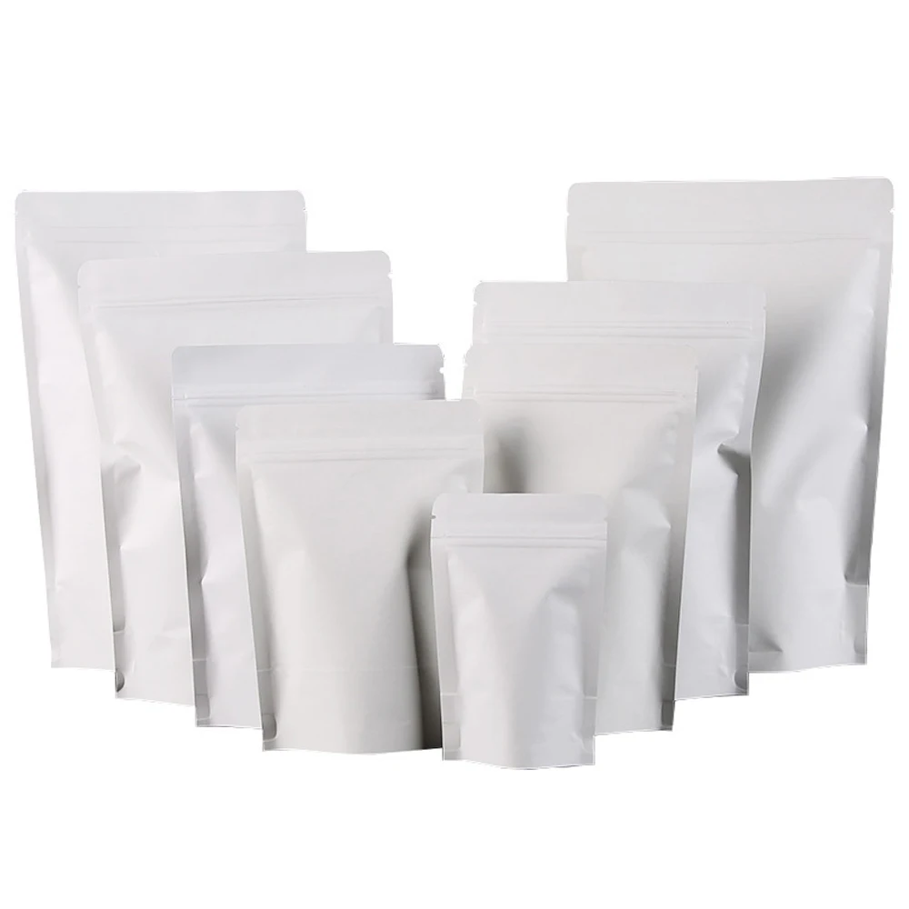 50Pcs White Kraft Paper Aluminum Foil Zip Lock Stand Up Bag Self Seal Tear Notch Reusable Doypack Food Candy Tea Storage Pouches
50Pcs White Kraft Paper Aluminum Foil Zip Lock Stand Up Bag Self Seal Tear Notch Reusable Doypack Food Candy Tea Storage Pouches