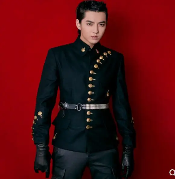 Фото S 4XL Новая Мужская модная одежда GD много кнопок военная форма костюм куртка(China)
