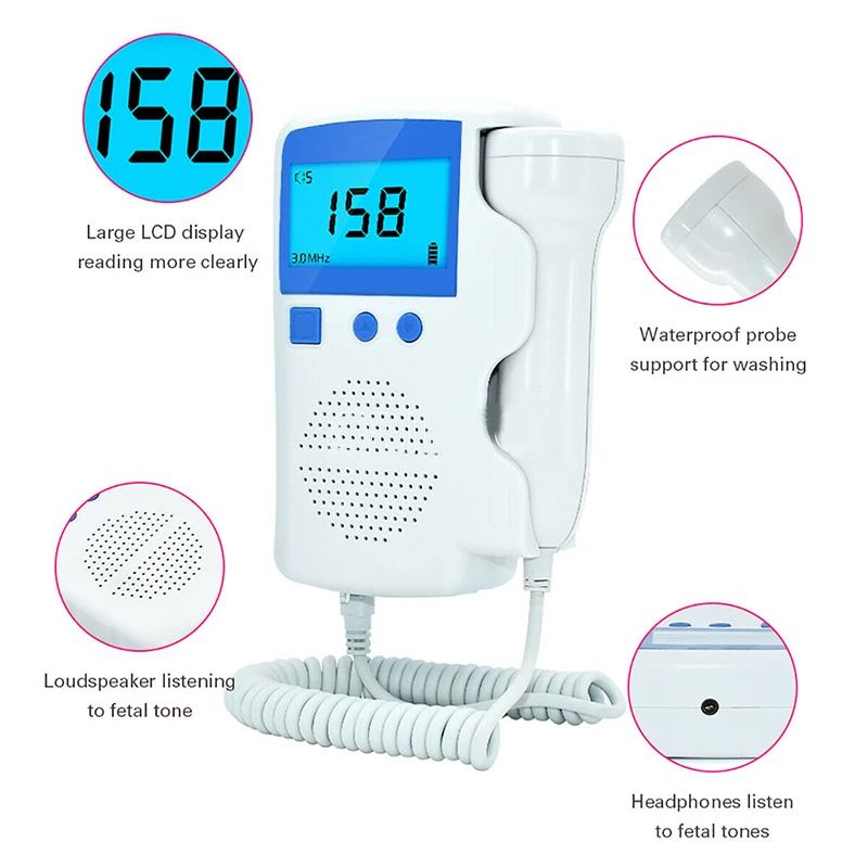 LCD Ultrasonic 3.0MHz Prenatal Fetal Doppler Baby Heart Rate Detector Heartbeat Monitor For Pregnant Women US Stock
LCD Ultrasonic 3.0MHz Prenatal Fetal Doppler Baby Heart Rate Detector Heartbeat Monitor For Pregnant Women US Stock