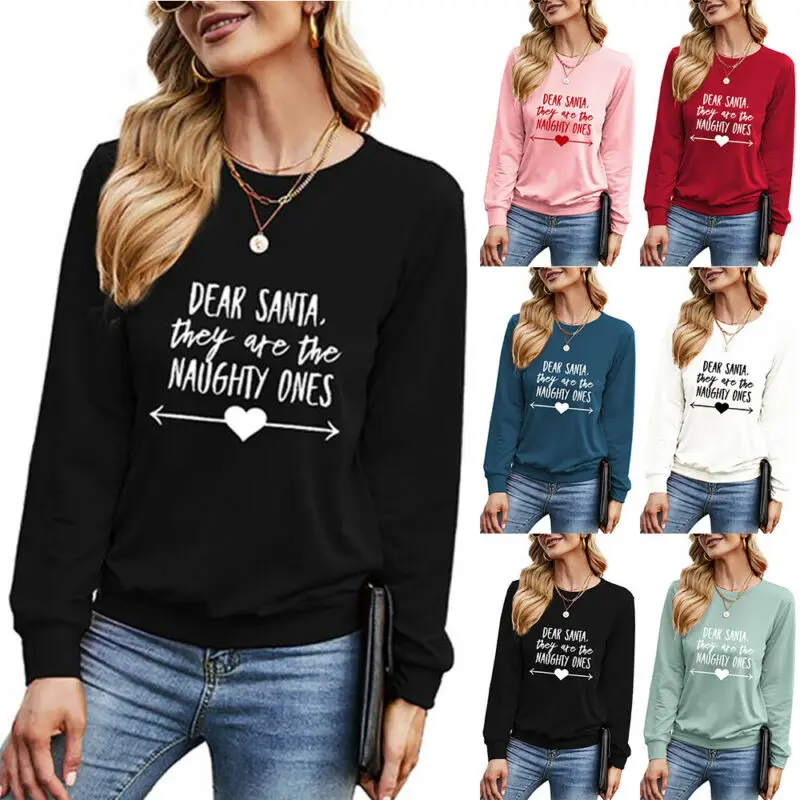 Santa Letter Print Top Autumn Winter 2021 Fashion Women Ladies Long Sleeve Crewed Neck Casual Loose Ladies Christmas Clothes
Santa Letter Print Top Autumn Winter 2021 Fashion Women Ladies Long Sleeve Crewed Neck Casual Loose Ladies Christmas Clothes