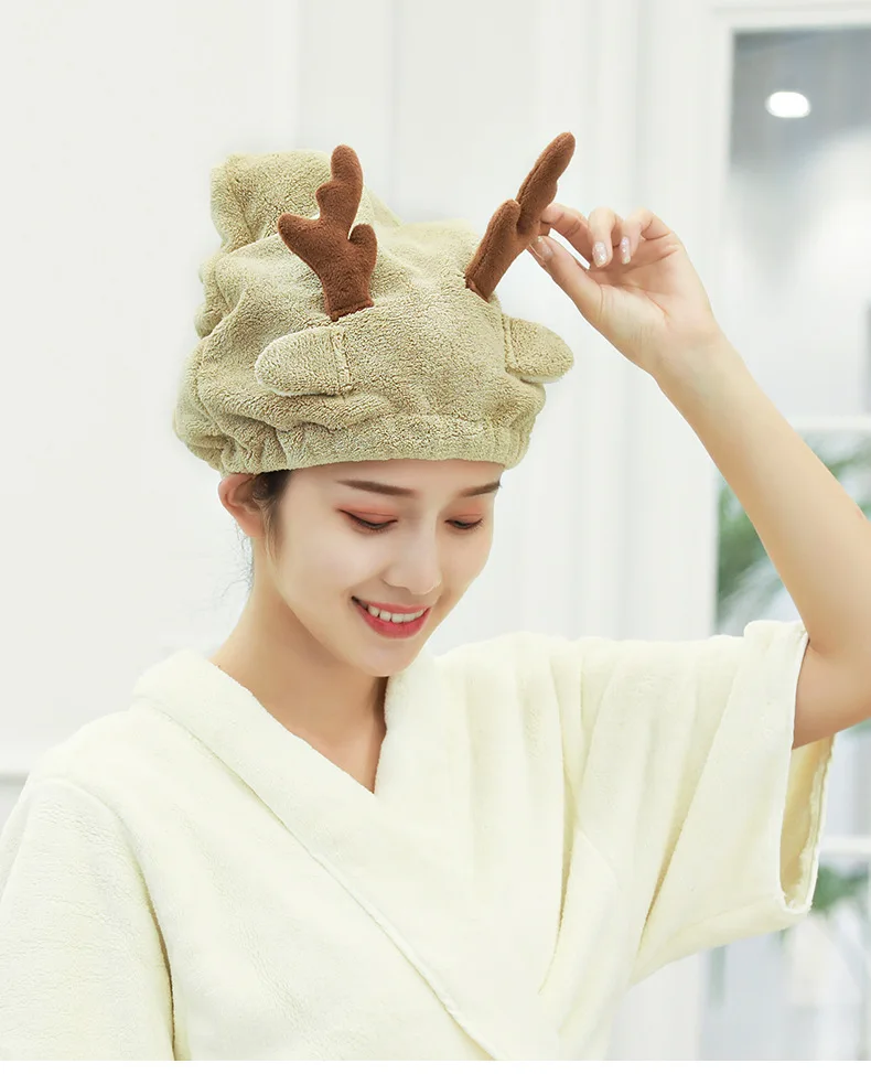 Polyester/Nylon Coral Fleece Strong Absorbent Hair Drying Cap Kids Cartoon Shower Cap Creative Antler Dry Hair Cap Head Towel
Polyester/Nylon Coral Fleece Strong Absorbent Hair Drying Cap Kids Cartoon Shower Cap Creative Antler Dry Hair Cap Head Towel