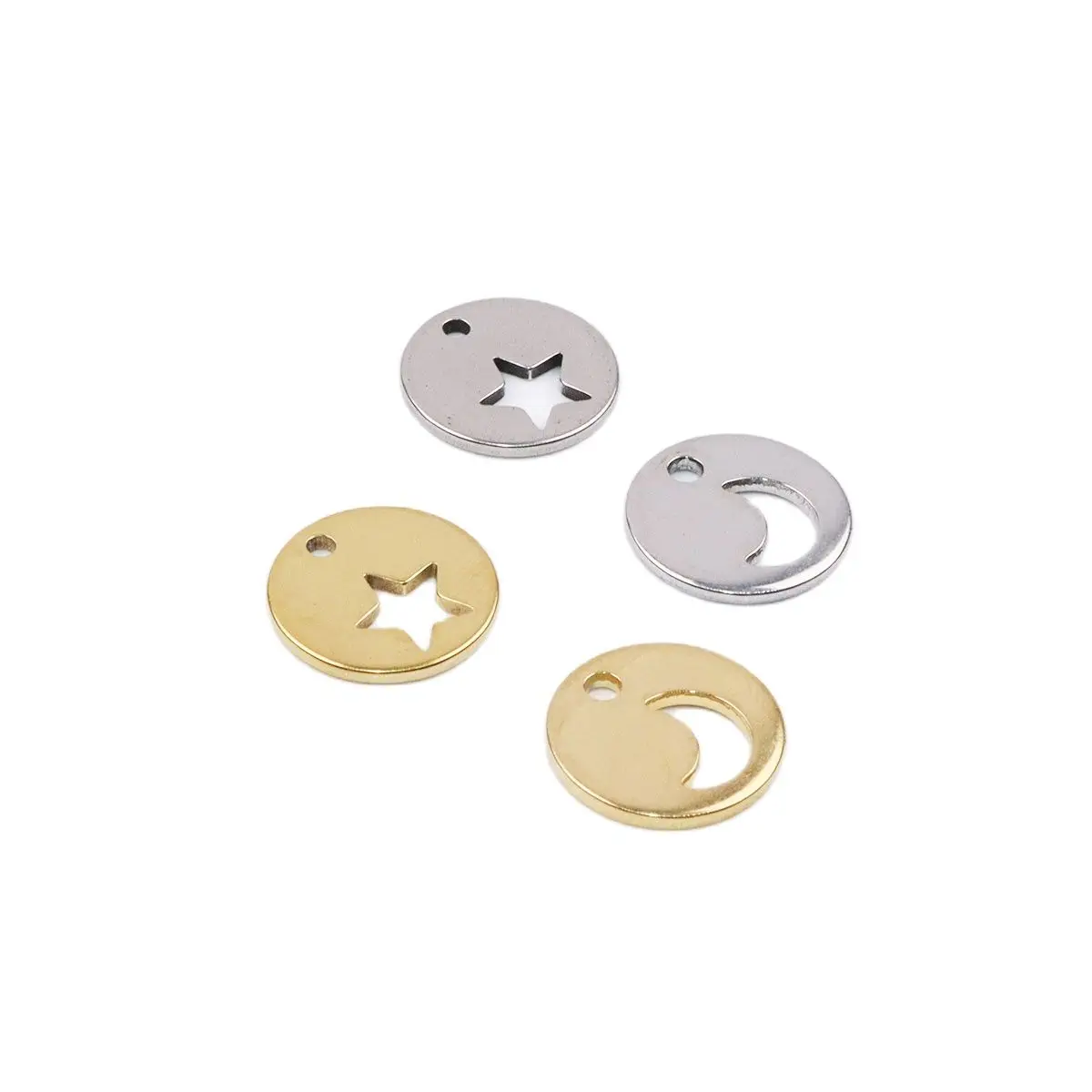 10pcs 12mm Wholesell Stainless Steel High Quality Polish Moon Star Charms Pendant DIY Necklace Bracelets Unfading Colorless
10pcs 12mm Wholesell Stainless Steel High Quality Polish Moon Star Charms Pendant DIY Necklace Bracelets Unfading Colorless