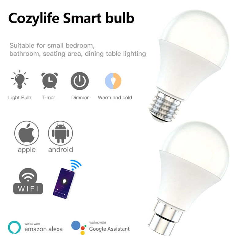 Умная лампочка с Wi-Fi, E27, E26, B22, с регулируемой яркостью, холодный и теплый свет, умная лампочка с голосовым управлением, Alexa, Google Home, работает с ...
Умная лампочка с Wi-Fi, E27, E26, B22, с регулируемой яркостью, холодный и теплый свет, умная лампочка с голосовым управлением, Alexa, Google Home, работает с ...