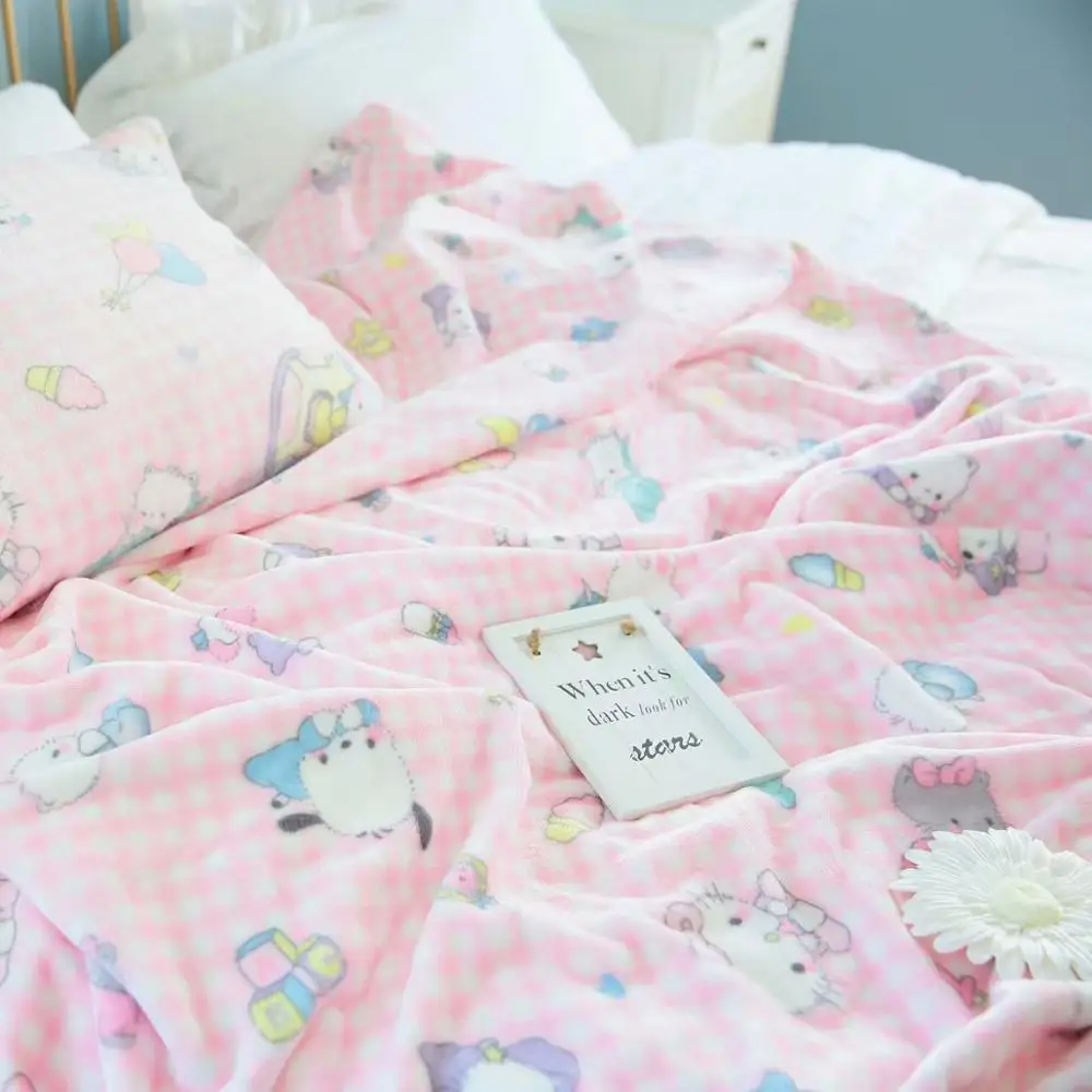 Модное плюшевое одеяло Hello Kitty домашнее милое украшение для комнаты подарок на