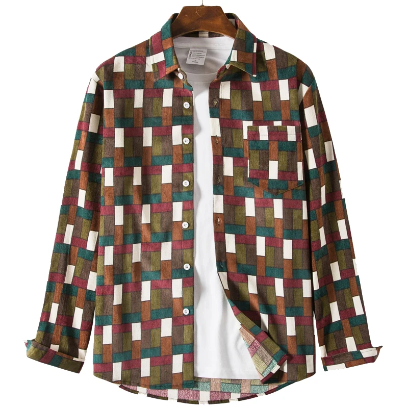 PARKLEES 2021 Autumn Geometry Patchwork Oversize Shirts for Men Corduroy African Ethnic Style Shirt Coat Long Sleeve Streetwear
PARKLEES 2021 Autumn Geometry Patchwork Oversize Shirts for Men Corduroy African Ethnic Style Shirt Coat Long Sleeve Streetwear