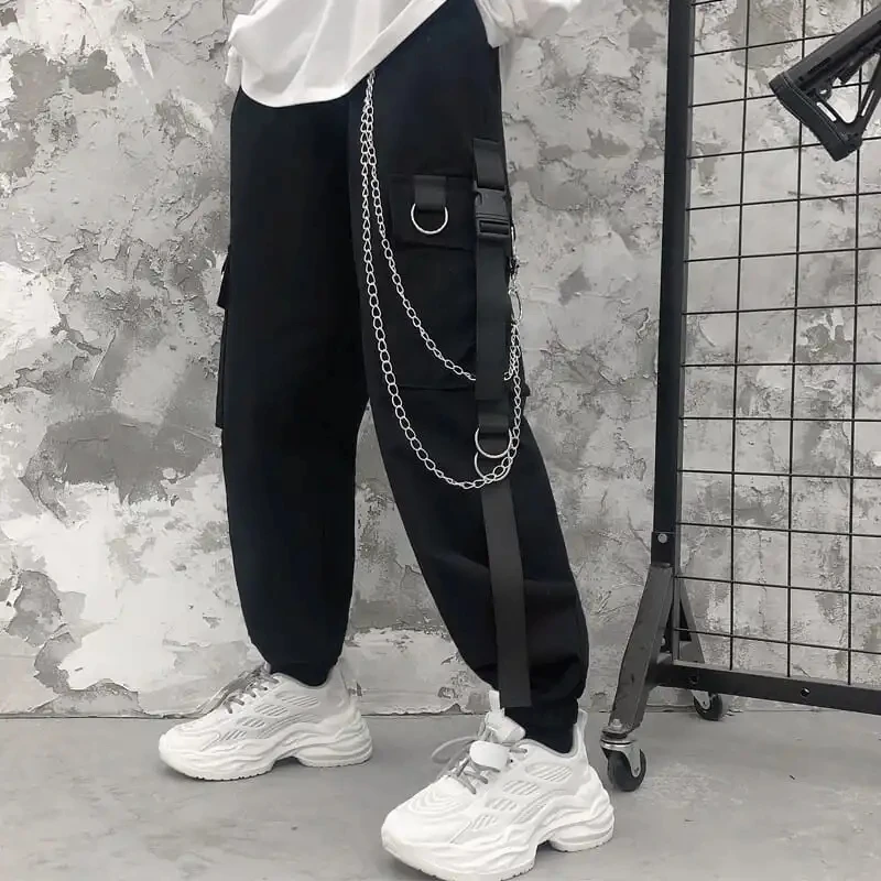 FAKUNTN Men Chains Cargo PantsPocket Punk Black Sweatpants Gothic Harajuku Jogger Trousers Women Clothing Hip-Hop Streetwear
FAKUNTN Men Chains Cargo PantsPocket Punk Black Sweatpants Gothic Harajuku Jogger Trousers Women Clothing Hip-Hop Streetwear